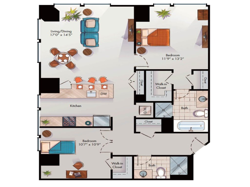2 BR Fully Furnished Apartment at Penn Quarters - Surrounded by Best Restaurants in Town Vacation Rental in District Of Columbia - RedAwning