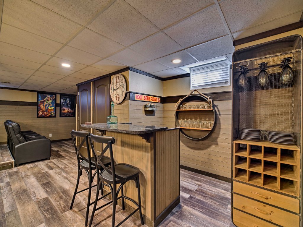 Rebel Retreat Cabin with Stadium Seating Home Theater Vacation Rental in Sevierville - RedAwning