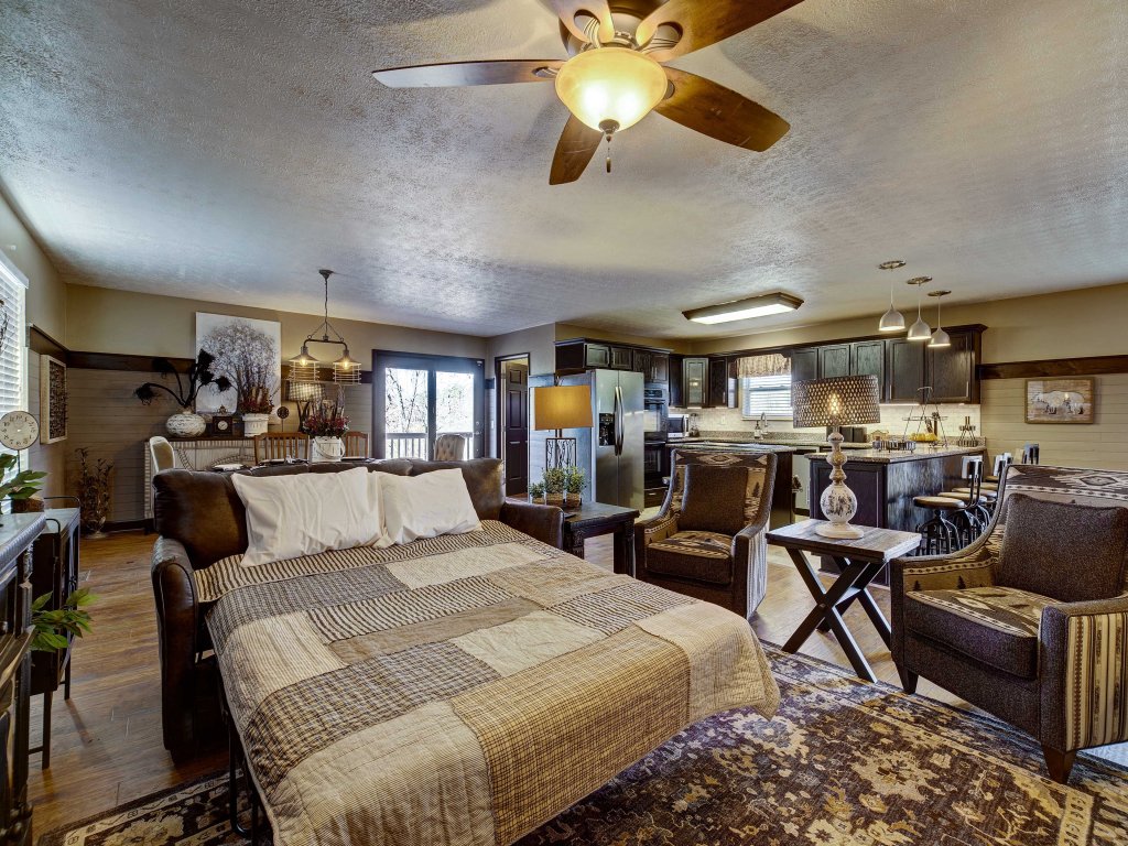Rebel Retreat Cabin with Stadium Seating Home Theater Vacation Rental in Sevierville - RedAwning