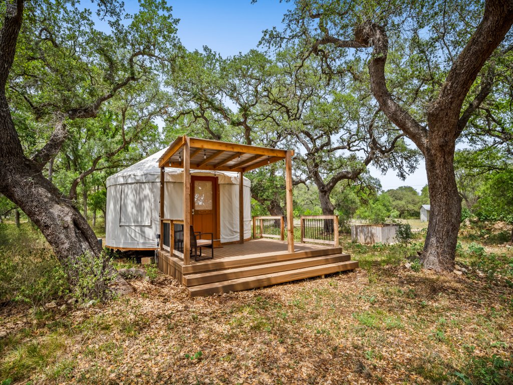 OT 3515B Texas Yurt Haus Buffalo Vacation Rental in New Braunfels - RedAwning
