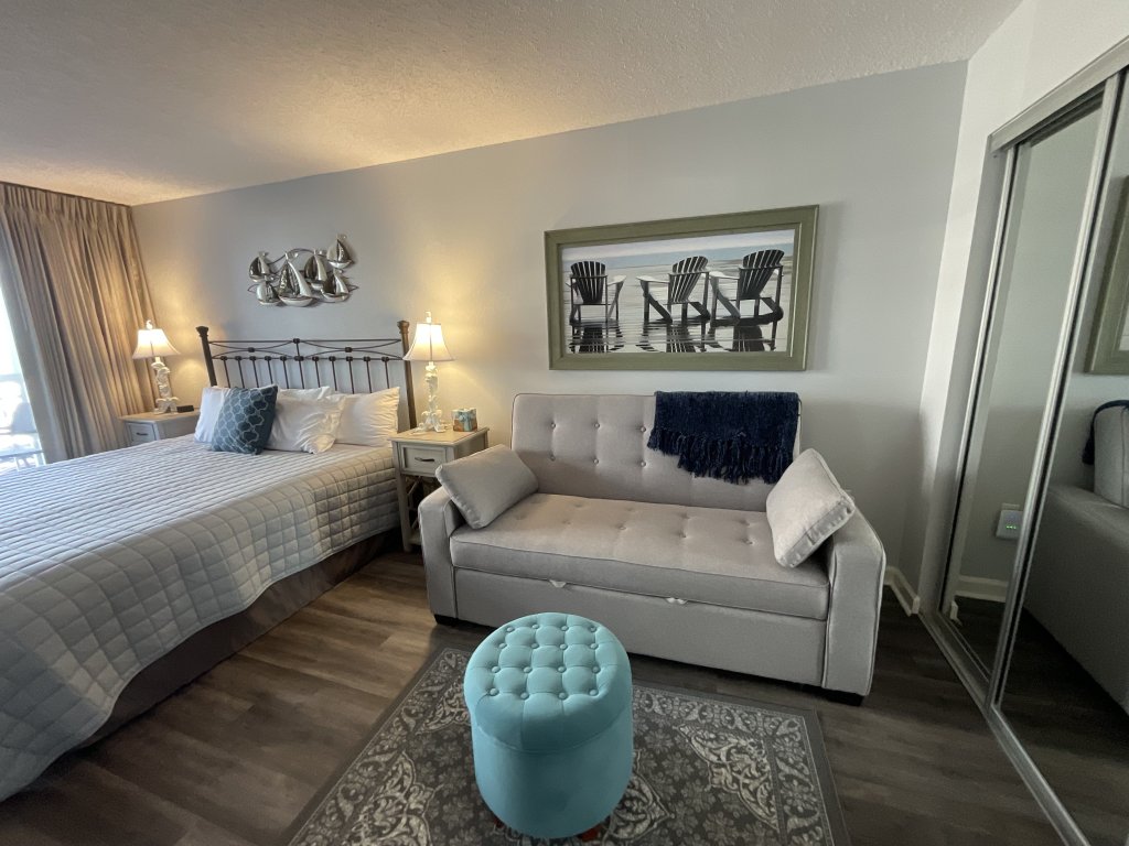 Stylish, ocean view studio with access to resort! Vacation Rental in Myrtle Beach - RedAwning
